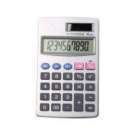 Plastic Button Battery Solar-powered Calculator with Aluminum Surface and Logo Printing